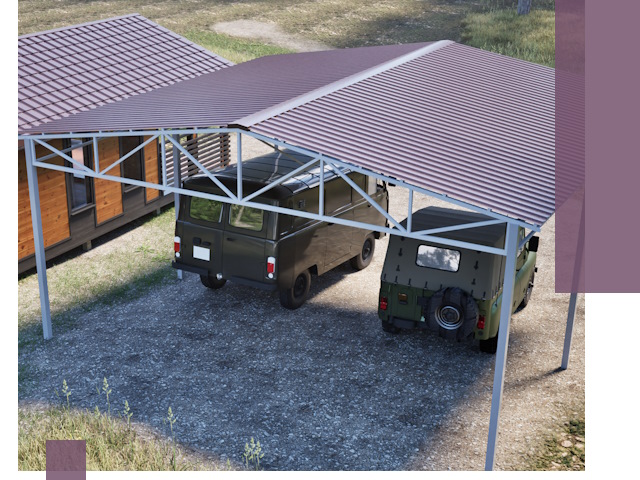 Двускатные навесы под ключ в Солнечногорске — изготовление и монтаж